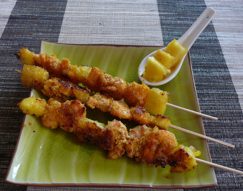 Brochette de Crevette à l'ananas