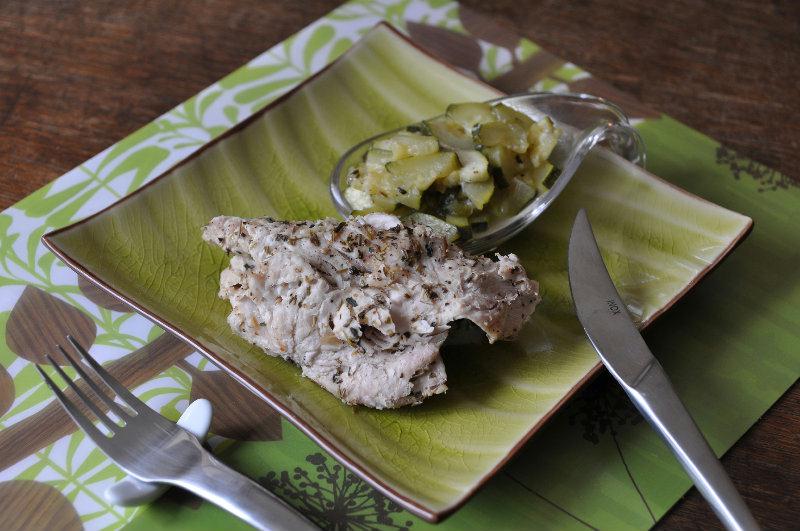 L'escalope de dinde et courgettes en papillote : 140 kcal et 25 g de protéines