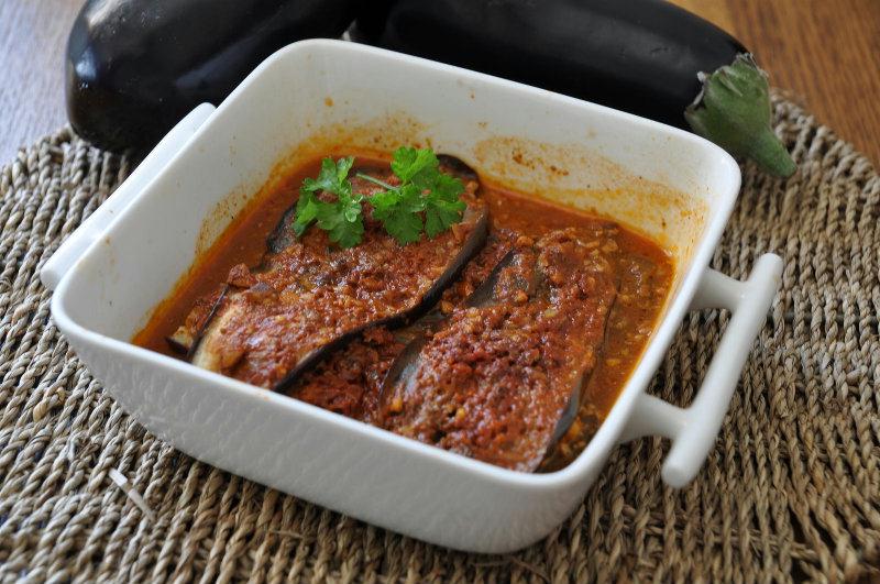 Aubergines au bleu et aux noix