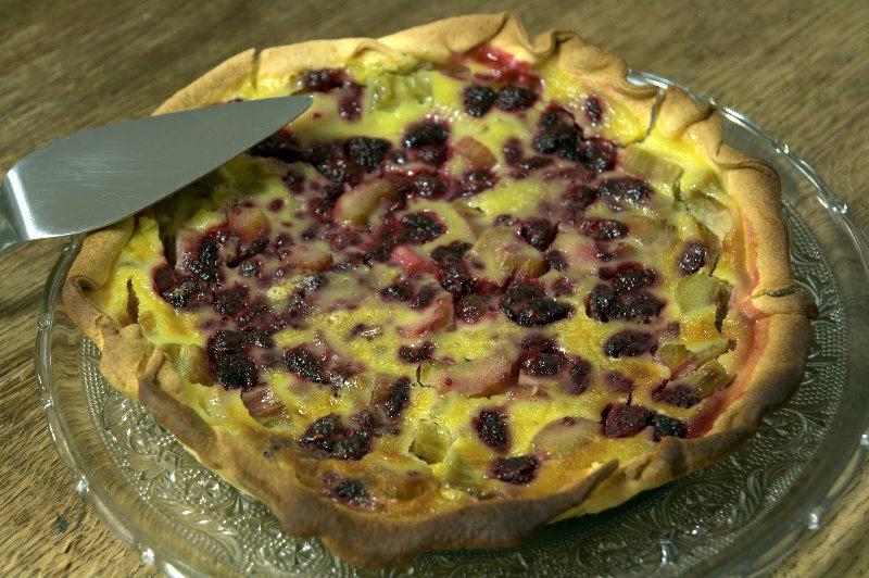 Tarte aux fruits rouges et à la rhubarbe